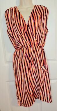 Y2K MM Couture by Miss Me Striped Zebra Print Wrap Dress Pink Orange Size Medium